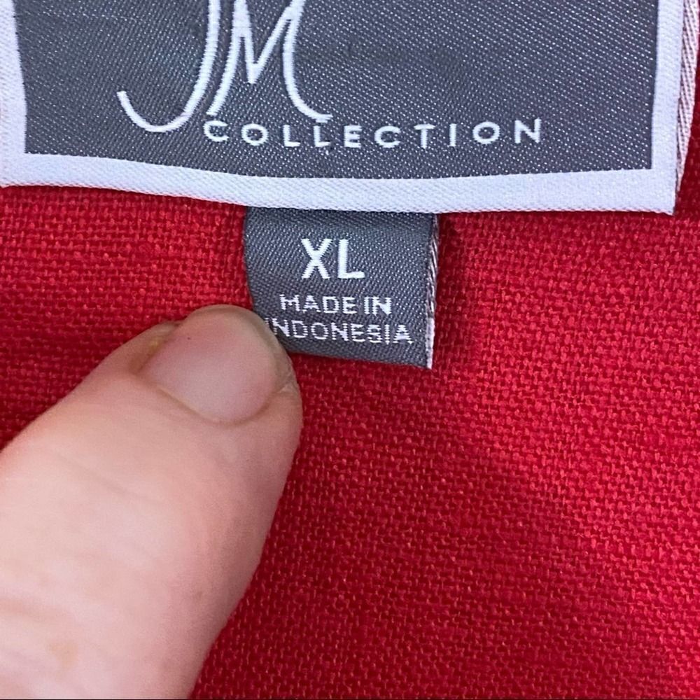 JM Collection Red/Orange Linen Tunic Top Size XL - Picture 4 of 6